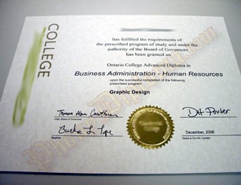 Centennial College (1) - Fake Diploma Sample from Canada